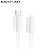 GADGET MAX - GX27 C-L TPE Series Type-C To Lightning Fast Charging Data Cable (27W) - White